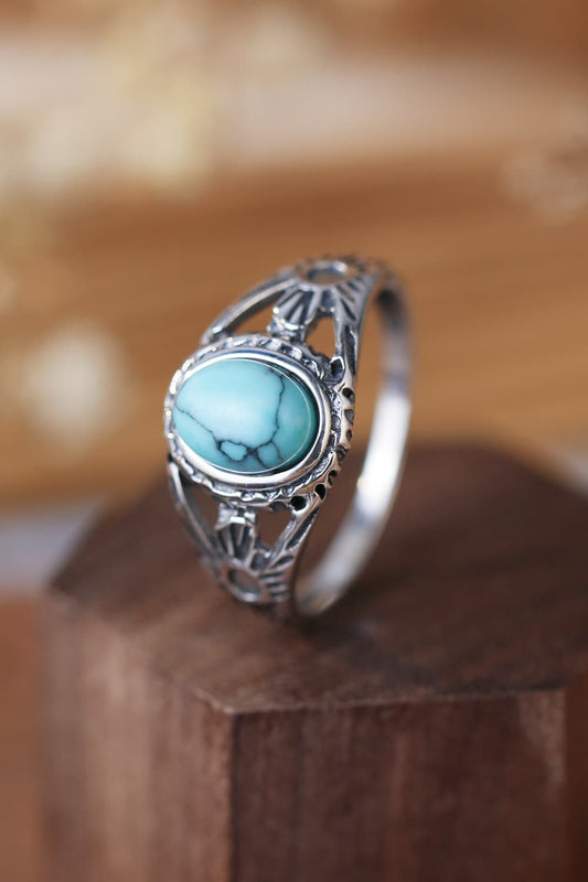 Dim Gray Turquoise 925 Sterling Silver Ring