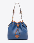 Dark Slate Blue PU Drawstring Bucket Bag