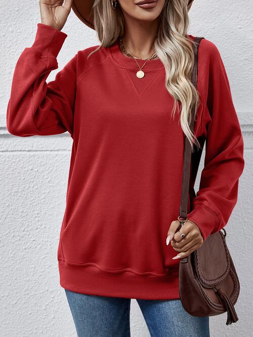Brown Round Neck Long Sleeve Sweatshirt Sentient Beauty Fashions Apparel &amp; Accessories
