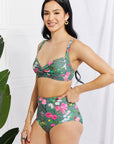 Light Gray Marina West Swim Take A Dip Twist High-Rise Bikini in Sage Sentient Beauty Fashions Swimwear