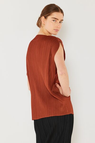 Saddle Brown Marina West Swim Rib Pleated Oversized Dolman Sleeve Top Sentient Beauty Fashions Apparel &amp; Accessories
