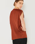Saddle Brown Marina West Swim Rib Pleated Oversized Dolman Sleeve Top Sentient Beauty Fashions Apparel & Accessories