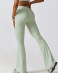 Light Gray Flare Leg Active Pants with Pockets Sentient Beauty Fashions Apparel & Accessories