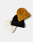 White Smoke Confetti Rib-Knit Cuff Beanie