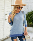 Light Gray Round Neck Long Sleeve Blouse