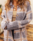 Rosy Brown Button Up Plaid Long Sleeve Cardigan Sentient Beauty Fashions Apparel & Accessories