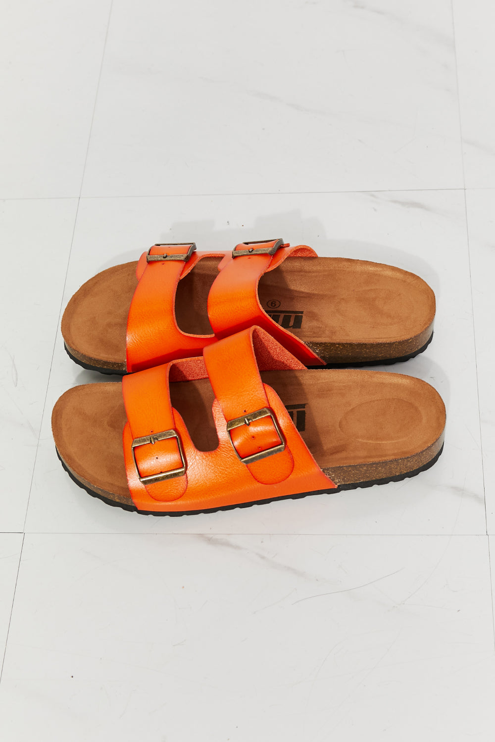 Light Gray MMShoes Feeling Alive Double Banded Slide Sandals in Orange Sentient Beauty Fashions shoes