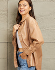 Rosy Brown e.Luna Vegan Leather Button Down Shirt Sentient Beauty Fashions Apparel & Accessories
