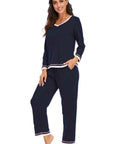 Dark Slate Gray V-Neck Top and Pants Lounge Set Sentient Beauty Fashions Apparel & Accessories