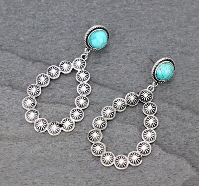 Slate Gray Artificial Turquoise Teardrop Earrings Sentient Beauty Fashions jewelry