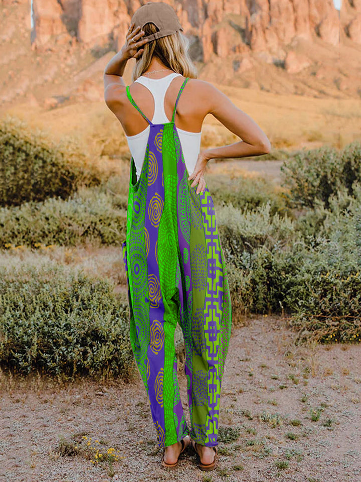 Dim Gray Full Size Printed Sleeveless Jumpsuit