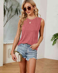 Rosy Brown Round Neck Tank Top