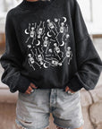 Dark Slate Gray Skeleton Graphic Round Neck Long Sleeve Sweatshirt Sentient Beauty Fashions Apparel & Accessories