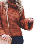 Sienna Waffle-Knit Turtleneck Round Neck Sweater Sentient Beauty Fashions Apparel & Accessories