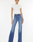 White Smoke Kancan Ultra High Waist Gradient Flare Jeans Sentient Beauty Fashions Apparel & Accessories