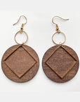 White Smoke Geometrical Shape Wooden Dangle Earrings Sentient Beauty Fashions jewelry