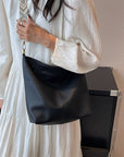 Dark Gray PU Leather Shoulder Bag Sentient Beauty Fashions Apparel & Accessories