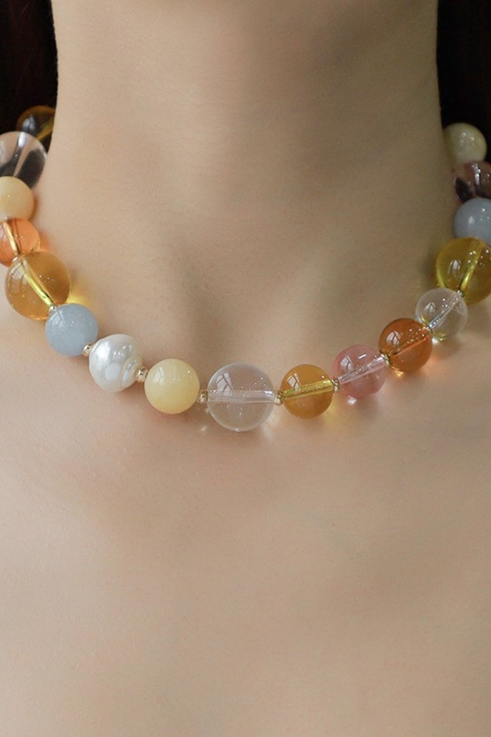 Rosy Brown Multicolored Bead Necklace Sentient Beauty Fashions Jewelry