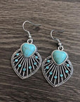 Dim Gray Artificial Turquoise Rhinestone Heart and Leaf Shape Earrings Sentient Beauty Fashions earrings