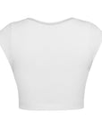 Lavender Notched Neck Cap Sleeve Cropped Tee Sentient Beauty Fashions Apparel & Accessories