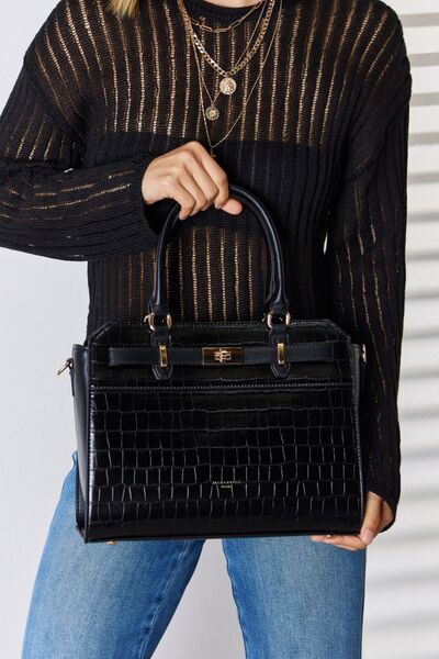 Light Gray David Jones Texture PU Leather Handbag Sentient Beauty Fashions Apparel &amp; Accessories