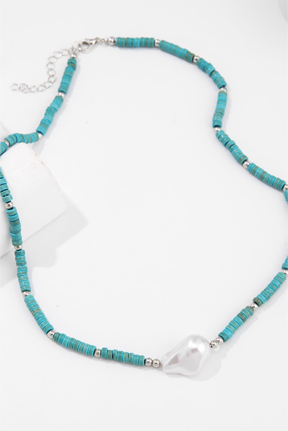 White Smoke Turquoise & Pearl Necklace Sentient Beauty Fashions jewelry
