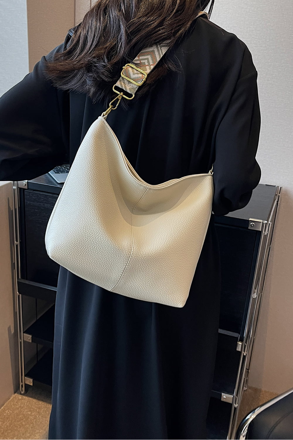 Black PU Leather Shoulder Bag Sentient Beauty Fashions Apparel &amp; Accessories
