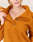 Chocolate Culture Code Full Size Half Button Turtleneck Sweatshirt Sentient Beauty Fashions Apparel & Accessories
