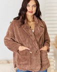 Gray Culture Code Double Breasted Fuzzy Coat Sentient Beauty Fashions Apparel & Accessories