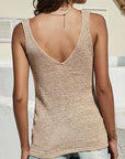 Tan V-Neck Wide Strap Sweater Vest Sentient Beauty Fashions Apparel & Accessories