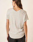 Light Gray Mittoshop Striped V-Neck Short Sleeve T-Shirt Sentient Beauty Fashions Apparel & Accessories