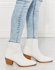 Light Gray MMShoes Watertower Town Faux Leather Western Ankle Boots in White Sentient Beauty Fashions shoes