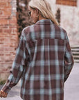 Dim Gray Plaid Dropped Shoulder Longline Shirt Sentient Beauty Fashions Apparel & Accessories