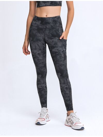 Lavender Double Take Wide Waistband Leggings with Pockets Sentient Beauty Fashions Apparel &amp; Accessories