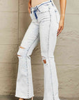 Rosy Brown BAYEAS Mid Rise Acid Wash Distressed Jeans Sentient Beauty Fashions Apparel & Accessories