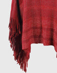 Lavender Striped Boat Neck Poncho with Fringes