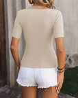 Rosy Brown Square Neck Short Sleeve Sweater Sentient Beauty Fashions Apparel & Accessories