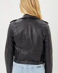 Light Gray Faith Apparel Faux Leather Zip Up Biker Jacket Sentient Beauty Fashions Apparel & Accessories