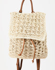Fame Straw Braided Faux Leather Strap Backpack Bag