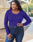 Midnight Blue Basic Bae Full Size Round Neck Long Sleeve Bodysuit Sentient Beauty Fashions Apparel & Accessories