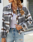 Dark Gray Plaid Button Up Pocketed Jacket Sentient Beauty Fashions Apparel & Accessories