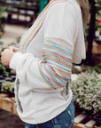 Gray Striped Dropped Shoulder Hoodie Sentient Beauty Fashions Apparel & Accessories