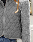 Slate Gray Zip-Up Raglan Sleeve Jacket