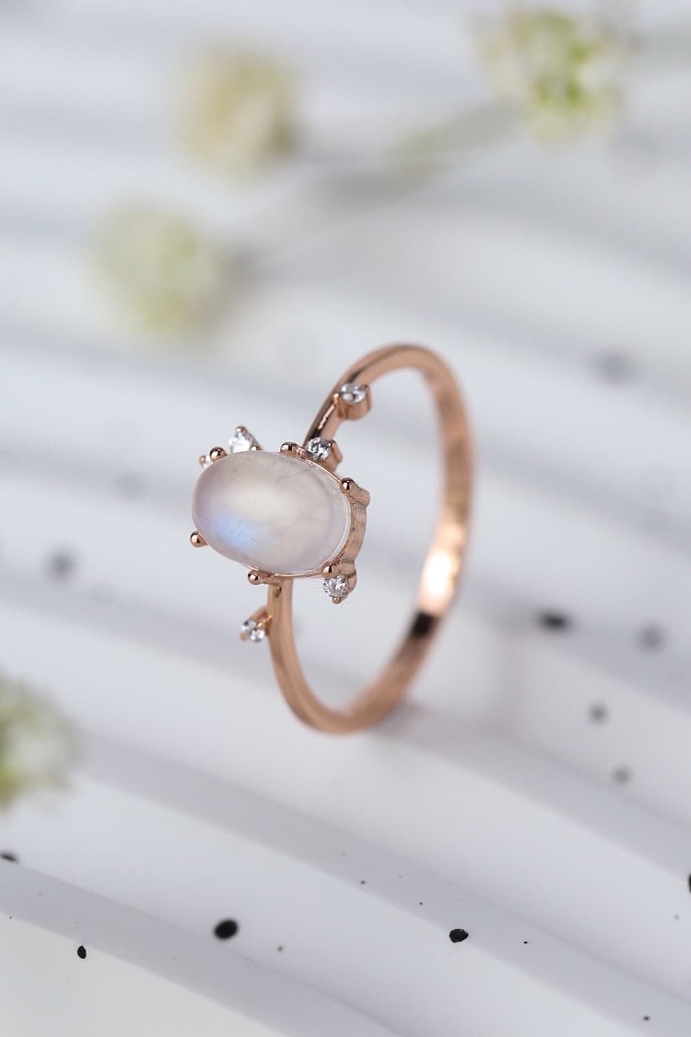 Gray High Quality Natural Moonstone 925 Sterling Silver Ring