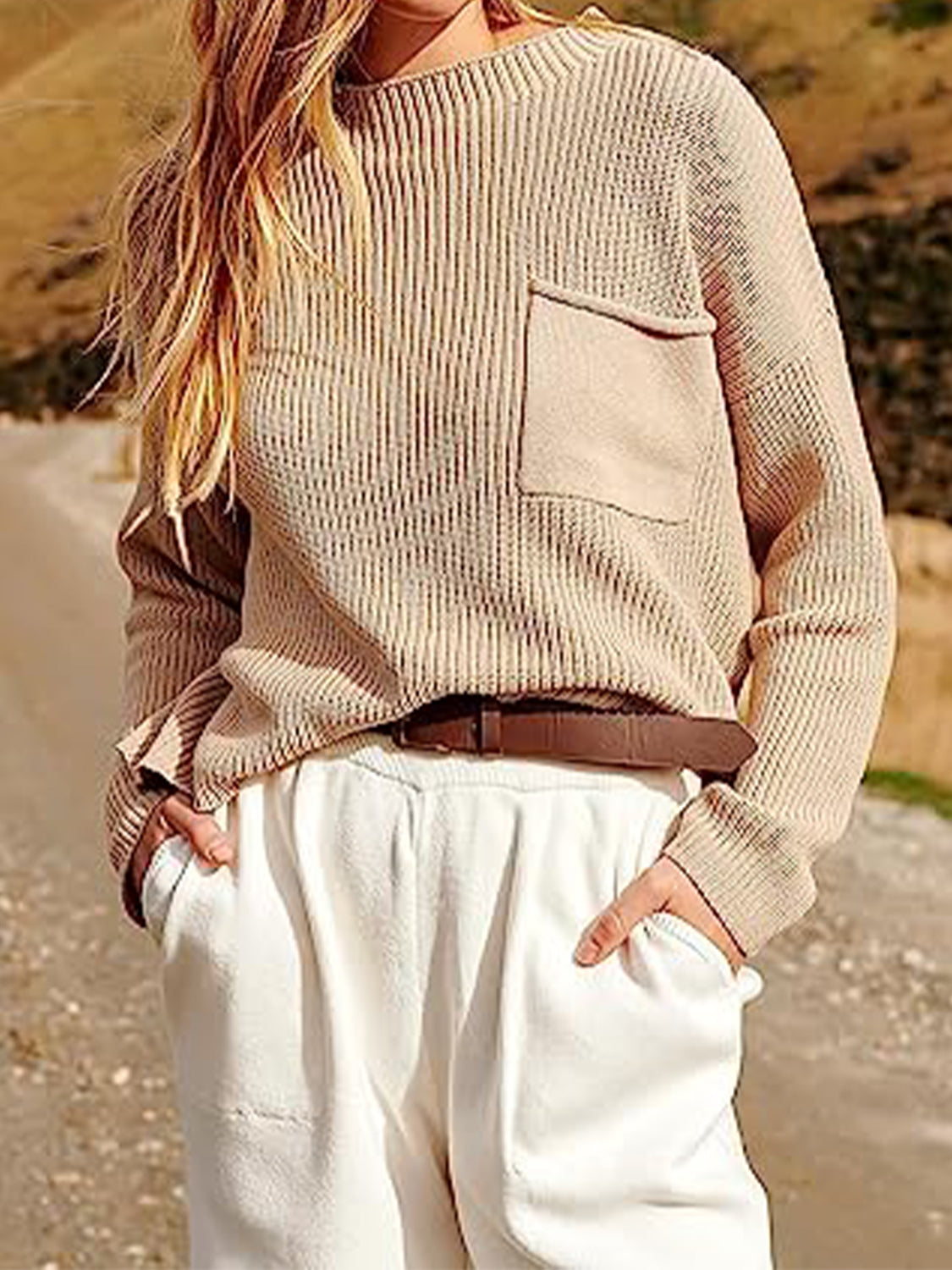 Rosy Brown Knit Top and Joggers Set Sentient Beauty Fashions Apparel & Accessories