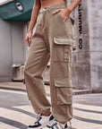Light Slate Gray Elastic Waist Cargo Jeans Sentient Beauty Fashions Apparel & Accessories
