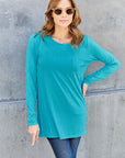 Dark Gray Basic Bae Full Size Round Neck Long Sleeve Top Sentient Beauty Fashions Apparel & Accessories