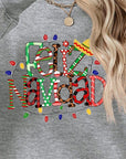 Light Slate Gray FELIZ NAVIDAD Round Neck Drop Shoulder Sweatshirt