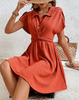 Sienna Collared Neck Short Sleeve Twisted Dress Sentient Beauty Fashions Apparel & Accessories