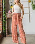 Rosy Brown Heimish Full Size Printed Tied Straight Casual Pants Sentient Beauty Fashions Apparel & Accessories